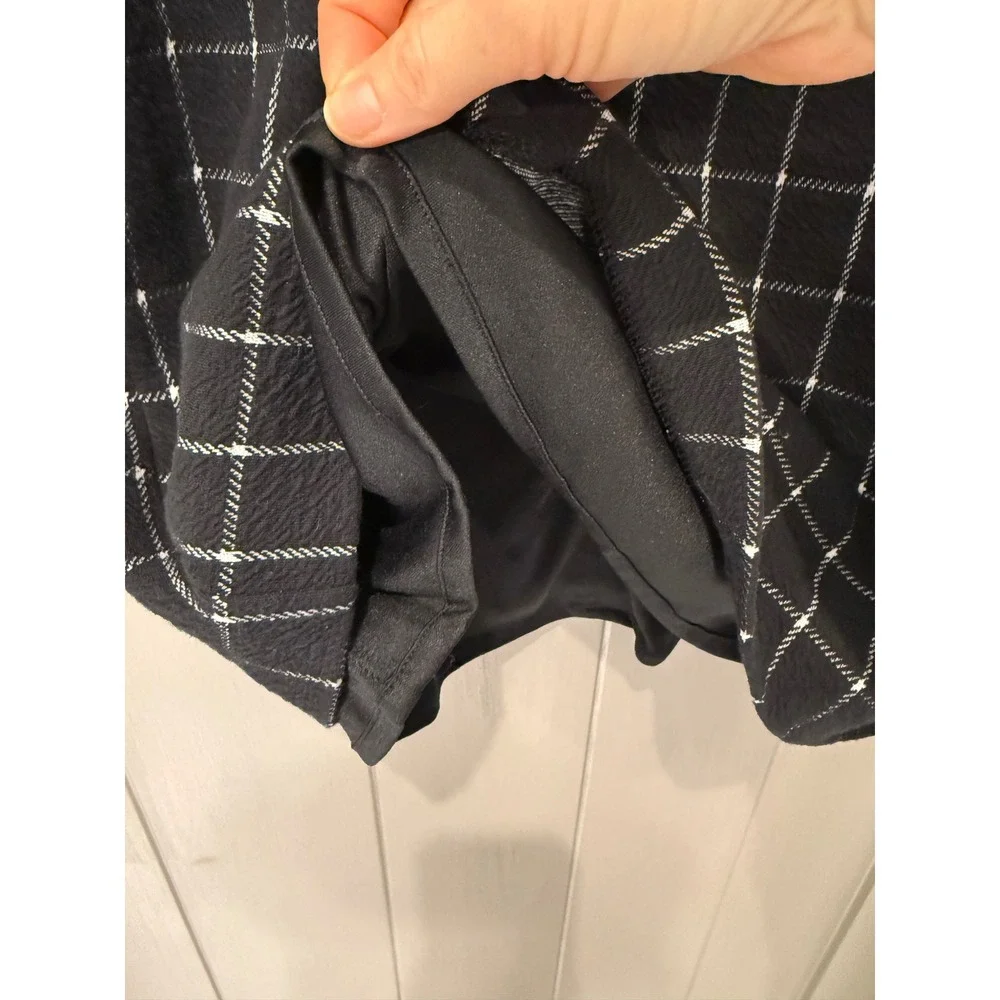 Banana Republic Black White‎ Plaid Bell Sleeve Shift Dress Size 8 - Picture 7 of 10